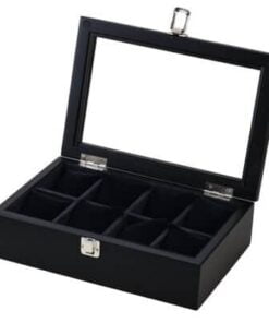 boite pour montre coussin noir en bois