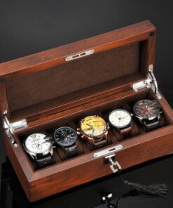 coffret montres bois marron foncé
