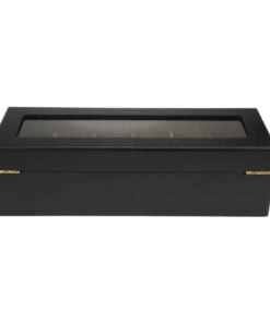 boite de montre noire matte fermoir transparent