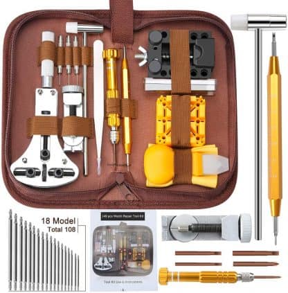 Kit De Réparation De Montre Newpop 147 Pièces - Outils Horlogerie Professionnels Avec Étui, Tournevis Précision Et Ouvre-Boîtier Réglable Pour Changer Pile Et Bracelet