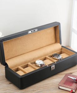 Boite montre en fibre de carbone 6 emplacements