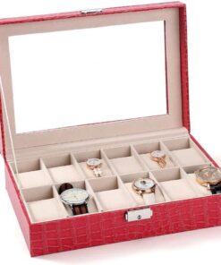 montre coffret rouge pour 12 emplacements