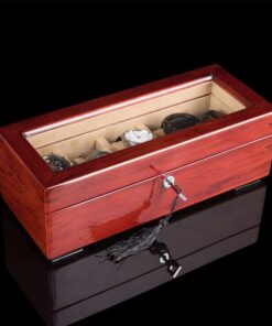 boite à montre 5 emplacements couvercle transparent