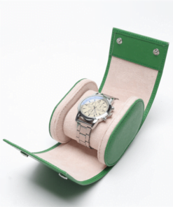 Pochette montre voyage unique verte avec montre aluminium