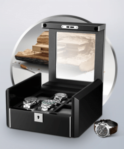Boite de rangement en bois pour montres noir