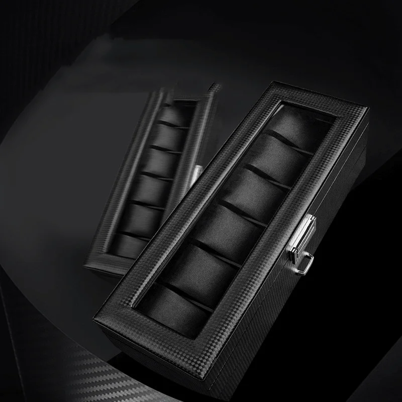 Boite rangement bois noir revêtement fibre de carbone